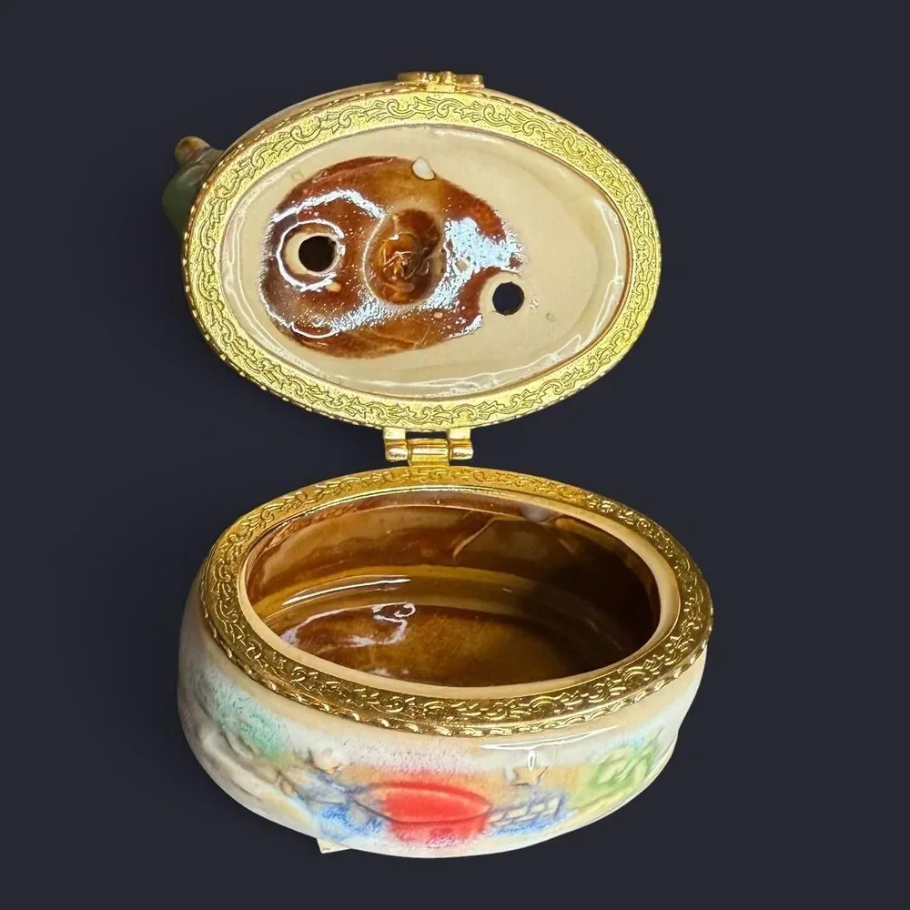 Ceramic Nativity Scene Trinket Box Hand Painted Christmas Gift